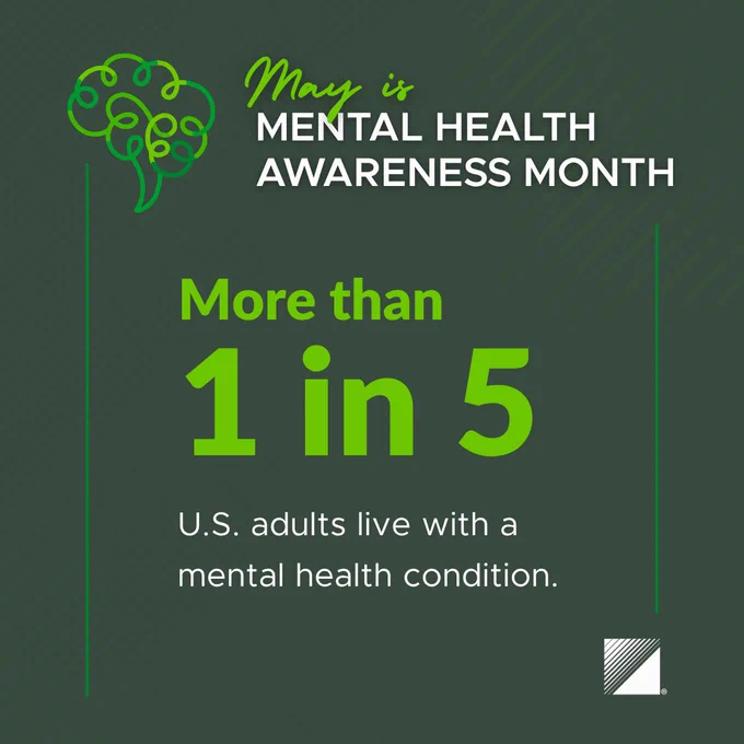 May is Mental Health Awareness Month, highlighting that over 1 in 5 U.S. adults live with a mental health condition.