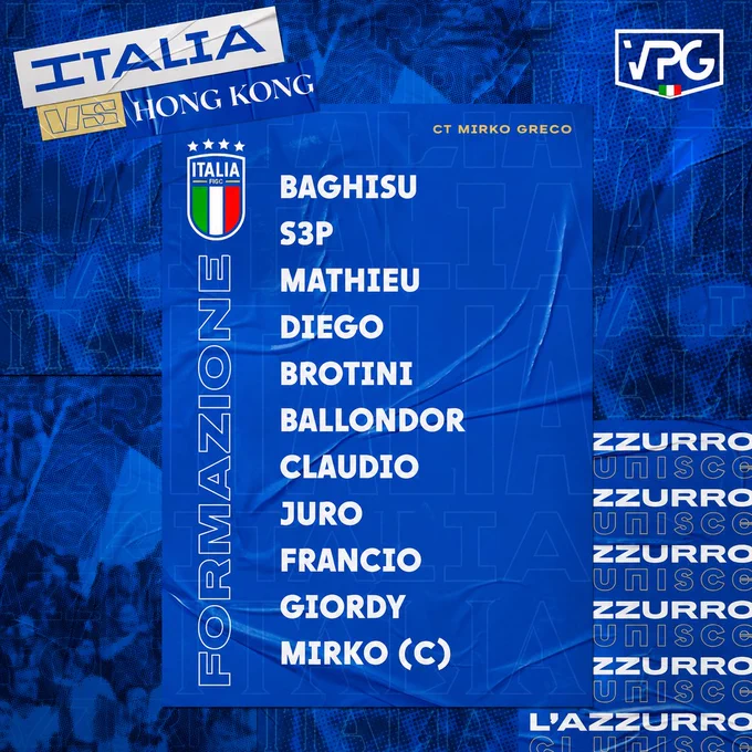 👥 @VPGItaly XI 
@baghisu
@Xs3Phir0th
@xMathieu98
@___xDiego___
@AleBroti
@InsideFrezeer
@Biciowski
@Ju29r0_ 
@FrancioLF
@Giordy_El_Nino
@Mirko7x ©️

#FC26 #EAFC #WorldCup #ProClubs 🌎