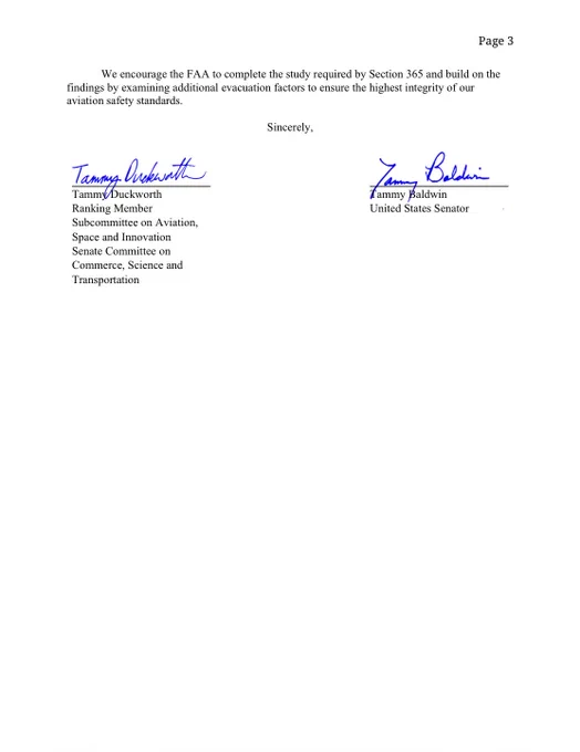 Page 3 of Senators’ letter to FAA