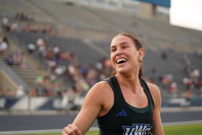 chloe leblanc smiling at the asun championship