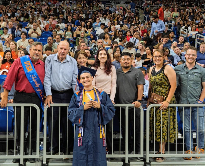 Luke Alvarado poses with his family.