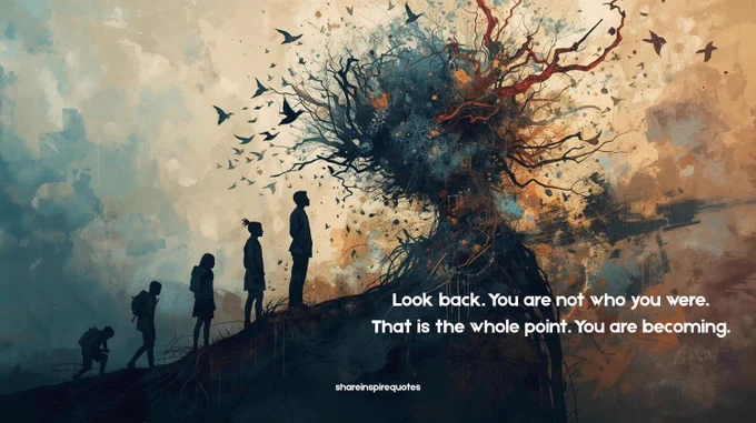 Look back. You are not who you were. That is the whole point. You are becoming.