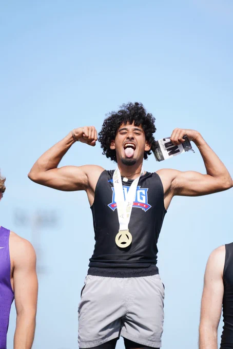 Kareem Nazim on the podium after winning pole vault