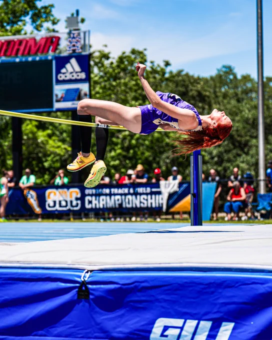 Aidan Faith clearing the bar in the high jump.