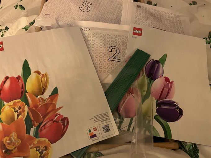 Two build books, five packets and one set of stems