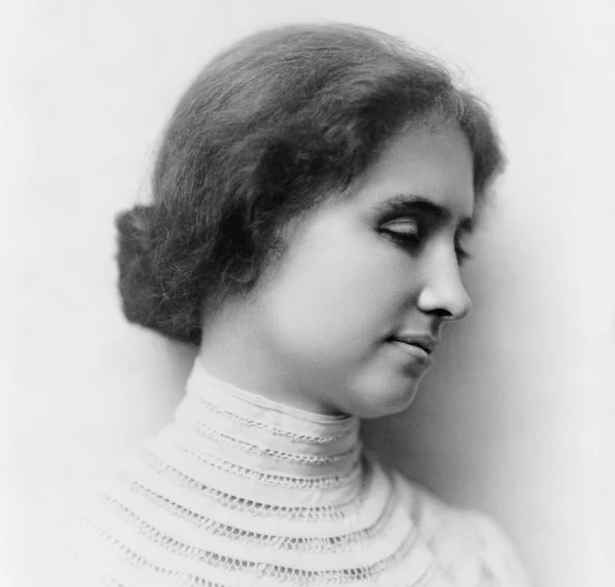 Portrait of Helen Keller circa 1904 from the U.S. Library of Congress's Prints and Photographs division. The image has been cropped and resized.