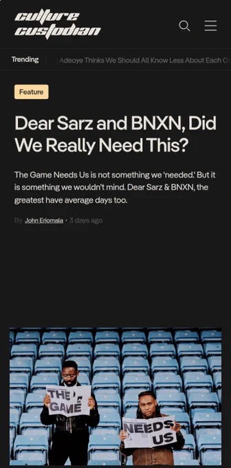  Dear Sarz and BNXN, the greatest have average days too. Quincy Jones permitted Soul Bossa Nostra (2010) to be made. 2Baba gave us The Ascension (2014). These things happen. And that’s all right. 
