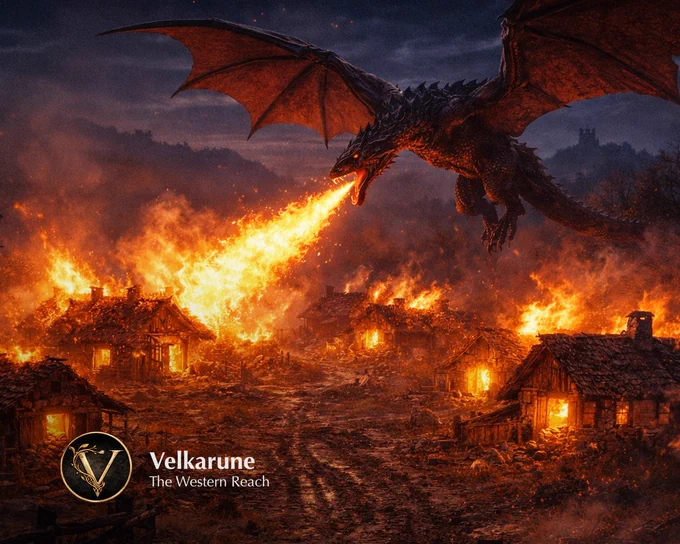 Velkarune dragon breaths fire