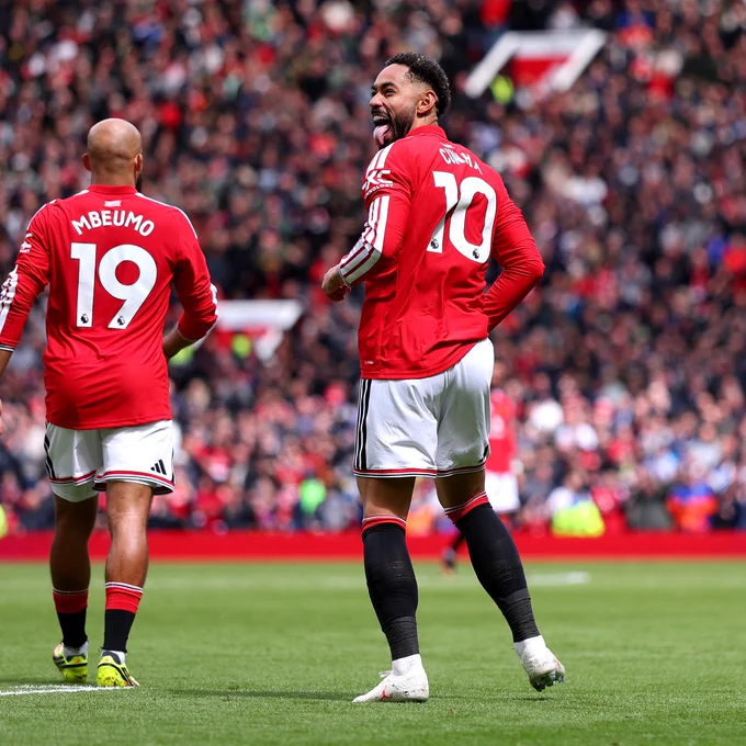 Matheus Cunha celebrates his goal against Nottingham Forest.