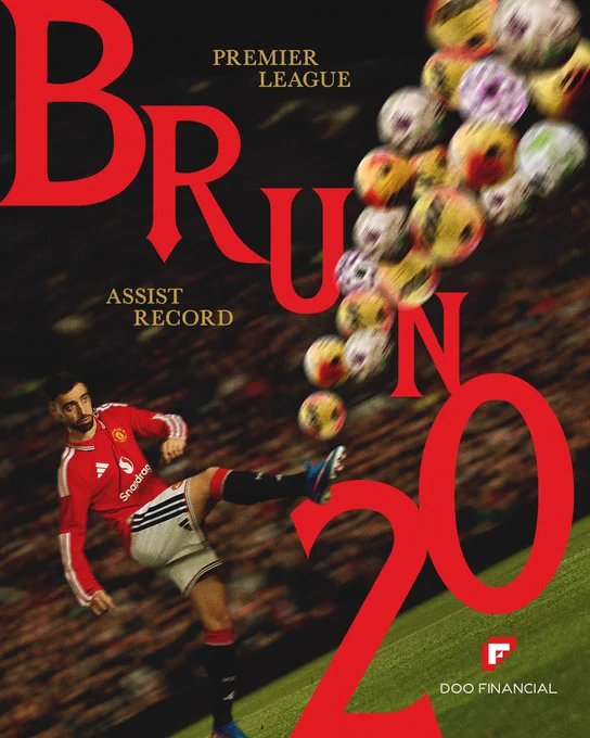 A graphic to mark Bruno's 20 Premier League assists.