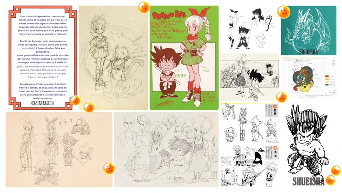 Dragon Balls
- Qu’il a un set de 8 Dragon Balls

Goku
- 11 ans
- Similaire à Dragon Boy mais plus "coquin" 💀 
- Absurdement fort, pratique les arts martiaux et aussi de la magie (que son grand-père décédé il y a 2 ans lui a appris)

Pinchi
- 14/15 ans
- Connais l’histoire des Dragon Ball grâce à un parchemin
- Indécis concernant son voeu (change tout le temps)
