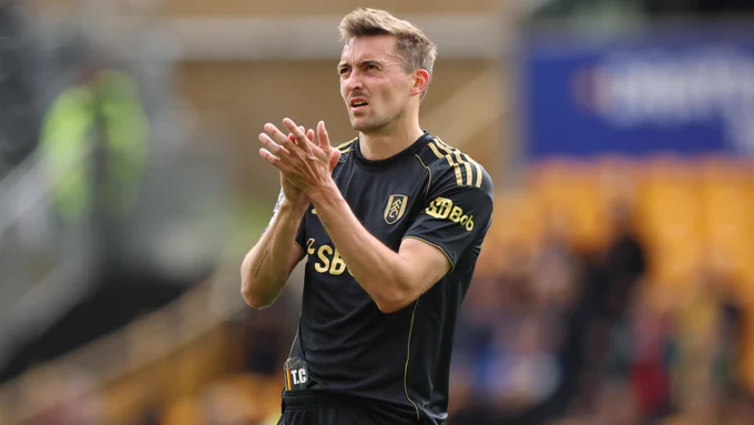 Timothy Castagne applauds the away fans after the draw at Wolves.