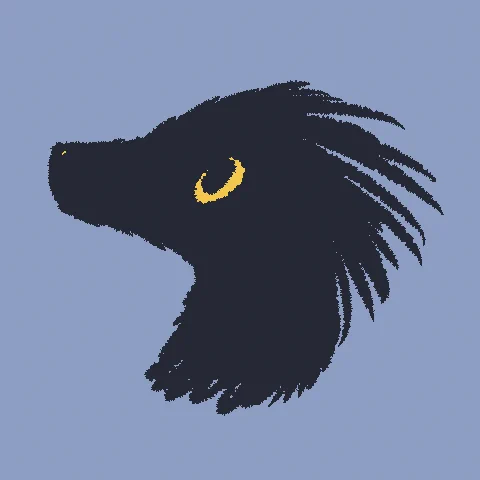 A quick redraw of what I presume to be a dromaeosaurus, now even fluffier-looking with a fan of long feathers adorning its head.