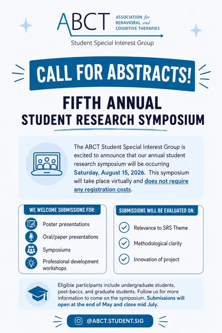 Flyer for ABCT student SIG Student Research Symposium