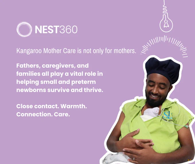 Kangaroo Mother Care is built on closeness, warmth, and continuous support, and fathers play an important role, too.

When fathers, caregivers, and families are empowered to participate in newborn care, small and sick babies have a stronger chance of survival and a healthy start.

This World KMC Day, we celebrate all caregivers supporting newborns through love, presence, and care. 

Read about a father’s journey into Kangaroo Mother Care: https://nest360.org/a-fathers-journey-into-kangaroo-mother-care/ 
