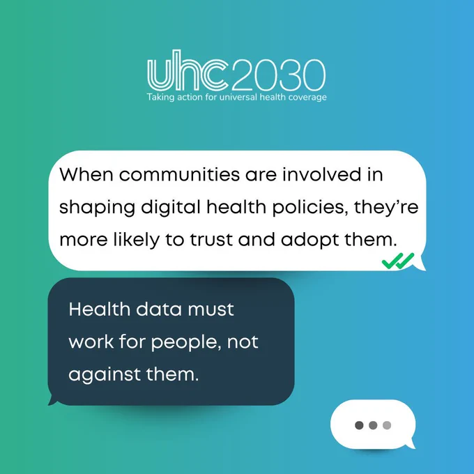 Graphic of a chat bubble with the following text: Health data must work for people, not against them.  