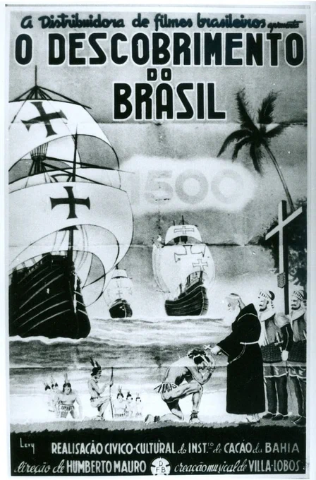 A partida das 13 naus de Pedro Álvares Cabral de Lisboa e sua difícil trajetória pelo mar desconhecido. A chegada a uma nova terra marca o encontro amigável com o povo indígena. A paisagem do Novo Mundo fascina: os animais, as pessoas, as plantas. A realização da primeira missa harmoniza as relações entre os seres. (Cinemateca Brasileira)