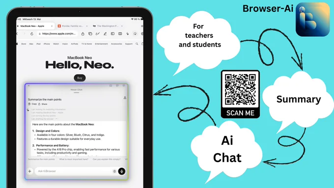 Browse smarter, not harder. Browser-Ai turns any webpage into a study tool. Summarize articles, chat with AI, and stay focused while researching.

Free on iPhone and iPad.

https://apps.apple.com/us/app/browser-ai/id6754273445

#BrowserAi #StudyTool #AIforStudents #EdTech #University #HighSchool #StudentLife #StudyHacks #Research #AIBrowser #BackToSchool #Students #School #CollegeLife #StudySmarter