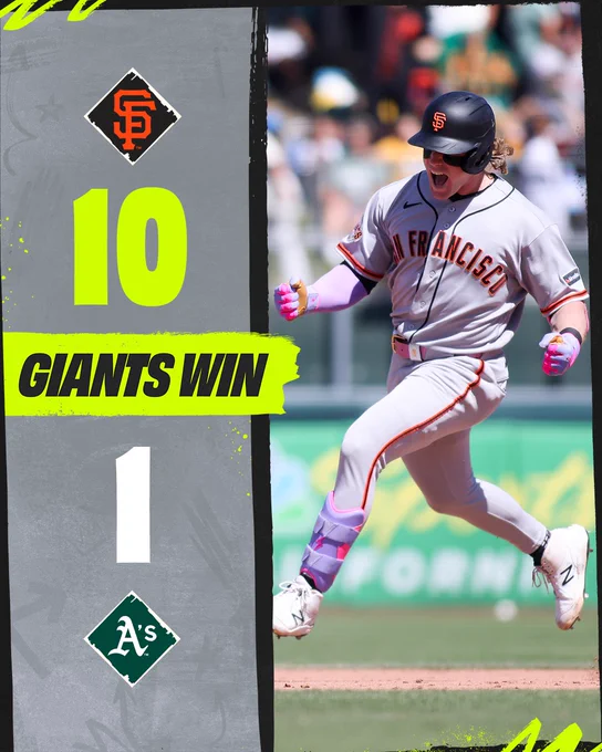 Giants Win: Giants 10, Athletics 1.