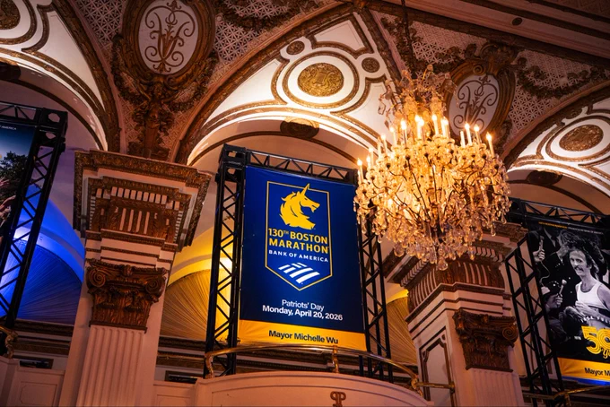Swipe of four (4) images featuring attendees, honorees, and speakers at the 2026 B.A.A. Gives Back Celebration which took place over Marathon Weekend
