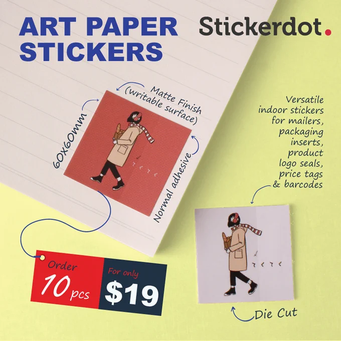 Featured Die-cut Art Paper Stickers, printed by StickerDot.