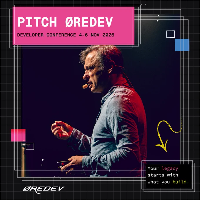 Speaker presenting at Øredev developer conference scheduled for November 4-6, 2026.
