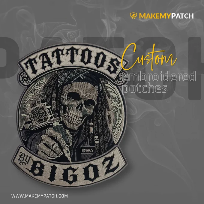 Create custom patches for your tattoo studio to showcase your artistic style, brand identity, and passion for ink culture.

#TattooStudioPatches #CustomPatches #InkCulture #TattooMerch #StudioBranding #CustomEmbroidery #MakeMyPatch #TattooLife