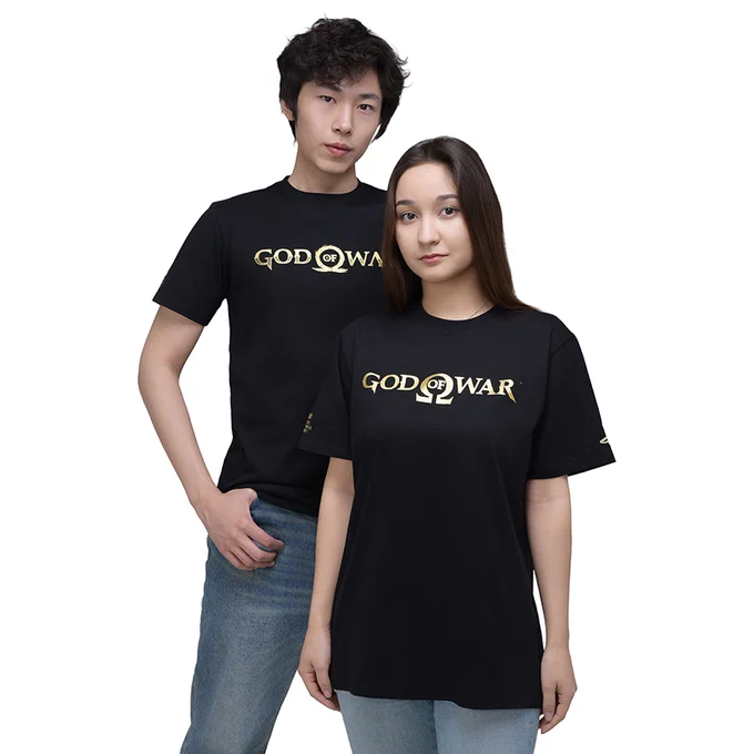 Models wearing our God of War studio tees