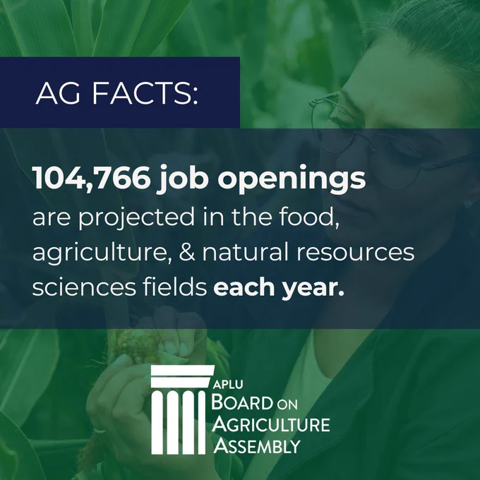 Ag Facts: 104,766 job openings are projected in the food, agriculture, & natural resources sciences fields each year. 