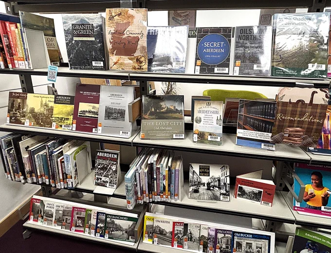 An image of the Local and Community History book section in a library.