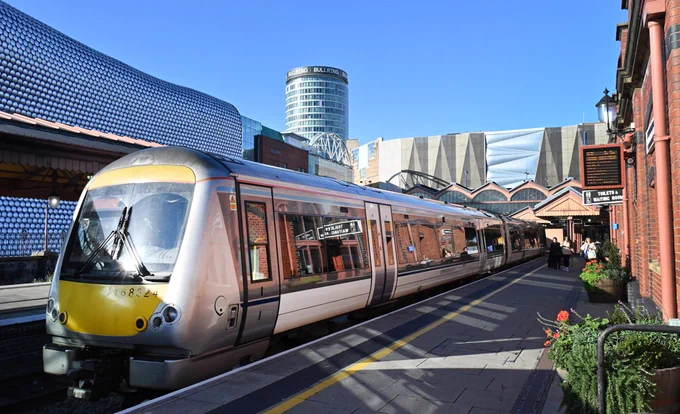 A train at a platform in Birmingham.
