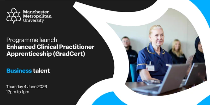 Infographic promoting the Enhanced Clinical Practitioner Apprenticeship webinar