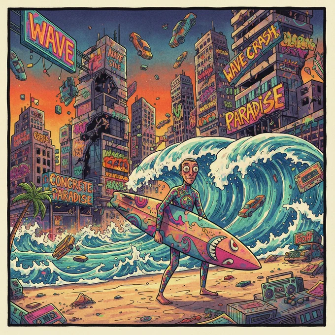Ondas gigantes, caos urbano e um surfista encarando o impossível 🌊🏙️

Uma visão psicodélica onde o oceano invade a cidade e transforma concreto em line-up. Entre prédios quebrados, placas neon e ondas monstruosas, sobra apenas uma certeza: o surf continua sendo liberdade mesmo no meio do caos.

Arte insana, cores vibrantes e energia surreal em cada detalhe.

#SurfReport #SurfArt #WaveCrash #Surf #ArteSurreal #PsychedelicArt #Wave #SurfCulture #OceanEnergy #ConcreteParadise