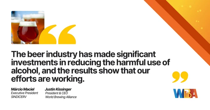 Quote text says: The beer industry has made significant investments in reducing the harmful use of alcohol, and the results show that our efforts are working.