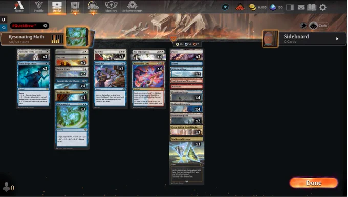 About
Name Resonating Math

Deck
3 Plains
1 Island
1 Mountain
4 Day of Judgment
2 Rest in Peace
4 Hallowed Fountain
3 Authority of the Consuls
2 Demolition Field
3 Get Lost
3 No More Lies
3 Three Steps Ahead
1 Exorcise
3 Split Up
4 Floodfarm Verge
3 Stock Up
1 Cori Mountain Monastery
2 Mistrise Village
4 Consult the Star Charts
3 Multiversal Passage
3 Mathemagics
4 Resonating Lute
3 Great Hall of the Biblioplex