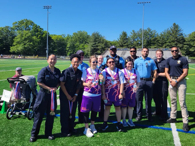 PWCPD community engagement with medal winners at Special Olympics Track and Field event