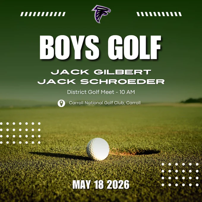District golf meet 5/18 at 10 am in Carroll