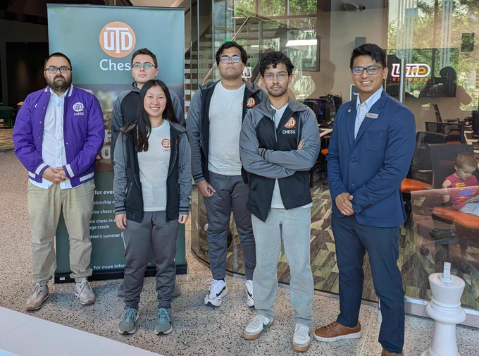 Photo of some UT Dallas chess team members and coaches