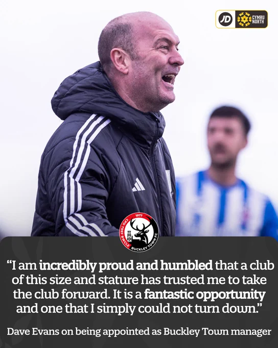 Dave Evans quote graphic: “I am incredibly proud and humbled that a club of this size and stature has trusted me to take the club forward. It is a fantastic opportunity and one that I simply could not turn down.”