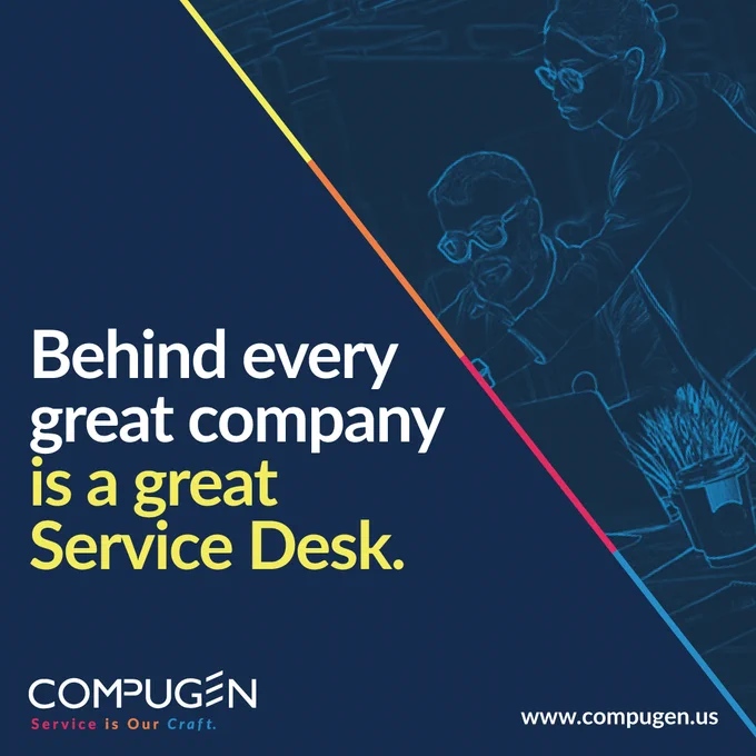 Compugen graphic outlining the impact of IT friction, noting that IT leaders and employees lose significant time each week to access issues, slow systems, approval delays, and help desk requests, while emphasizing the value of a mature Service Desk in improving support and workplace efficiency.