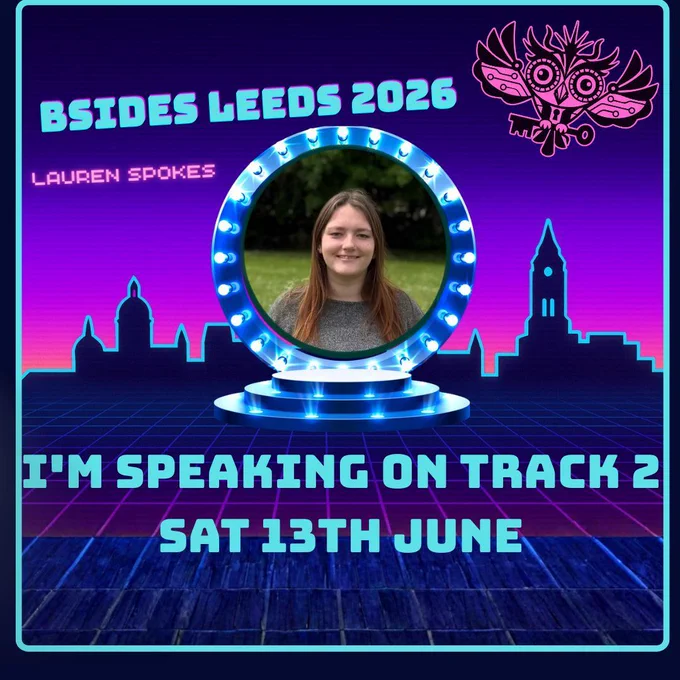 Speaker card with photo of Lauren Spokes and the text 'I'm speaking on Track 2, Sat 13th June'