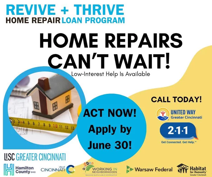 A graphic of the Revive   Thrive Home Repair loan program.