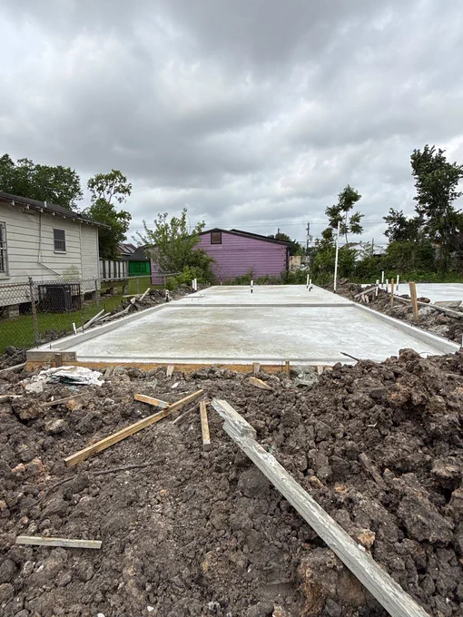 Concrete foundation draw inspection completed for a residential construction loan project in Houston, Texas using ProxyPics Direct self-enabled inspection workflow for percentage completion verification.