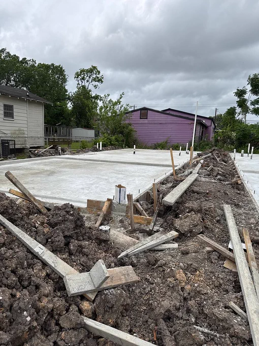 Construction loan draw inspection showing slab foundation progress captured through ProxyPics Direct with contractor-guided punch list workflow and lender-branded inspection link.