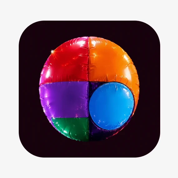 An image of the Figma desktop icon but the logo is mocked as a balloon
