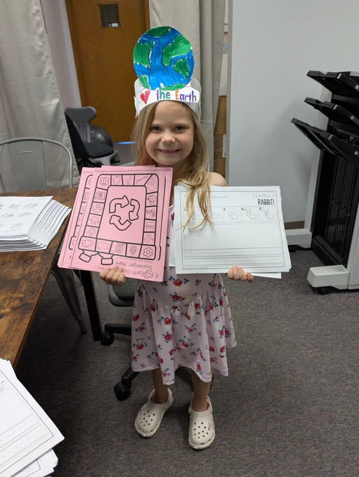 Student with the copies they made