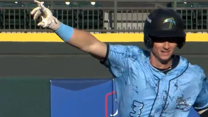 Fitz-Gerald celebrates post HR.