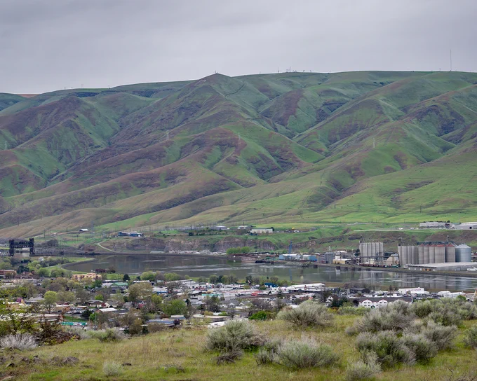 Green foothill landscape of Lewiston, Idaho. 

