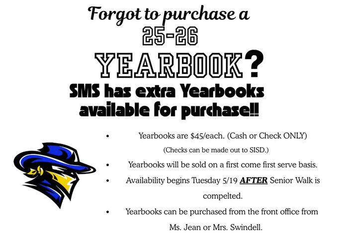 SMS has extra Yearbooks available for purchase