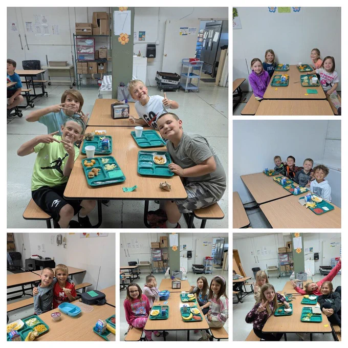 Students at special lunchroom table